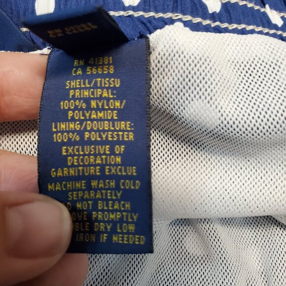 Vintage Polo Ralph Lauren Blue White Polka Dot Swimsuit Swim Trunks Men XXL - Picture 2 of 12